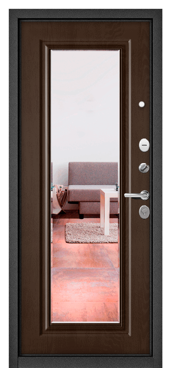 Входная дверь Home Eco Гладкая внеш 140-Mirror Дуб коньяк HE-FEXT-CHBU-140M-DBCG