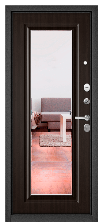 Входная дверь Home Eco Гладкая внеш 140-Mirror Шоколад ларче HE-FEXT-CHBU-140M-SHLA