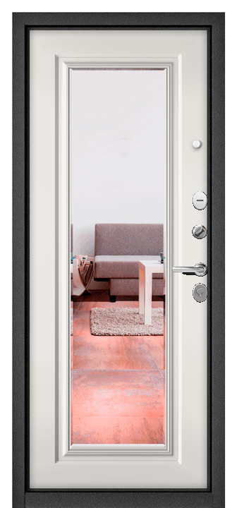 Входная дверь Family BS 130 140-Mirror Белый софт FB-130-DBCG-140M-WHSF